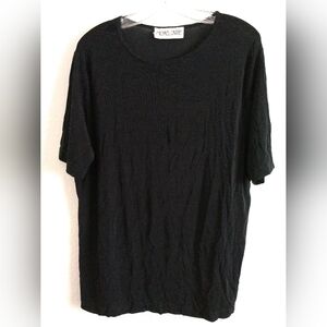 Michael Carrie Knit Travelers Top Short Sleeve Shirt Top Black Made in USA LARGE